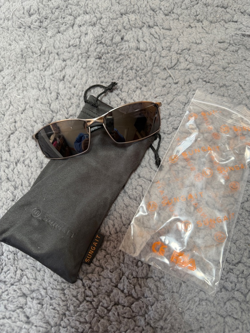 Men’s Brown Polarized Rectangle Sunglasses